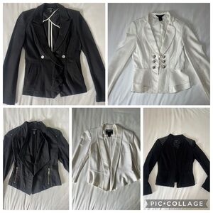 WHBM Women's Black and White Blazer Set Bundle
